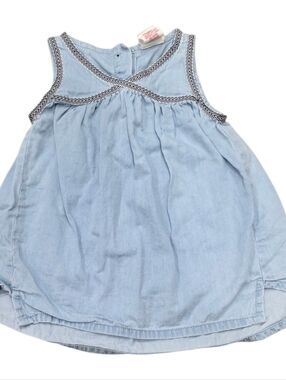 Emma's Garden Light Blue Chambray Baby Dress with Trim 2T